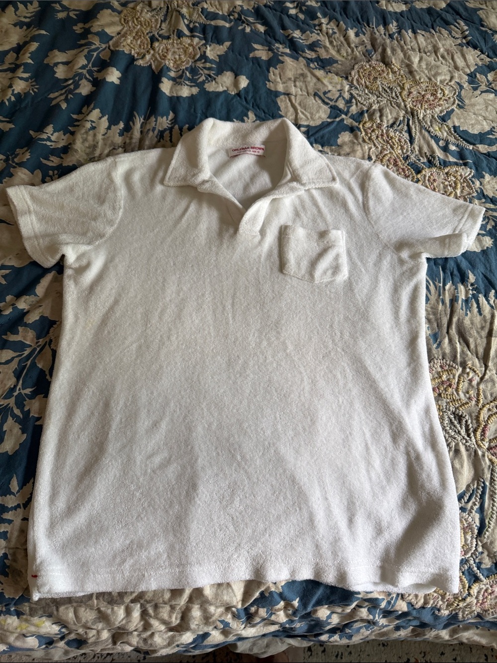 Orlebar Brown White Terry Polo with Chest Pocket